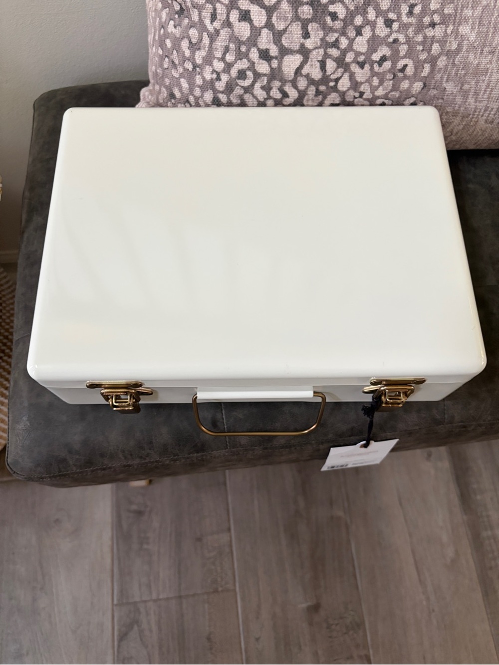 9" Large Metal Box with Brass Hardware Sour Cream - Hearth & Hand with Magnolia